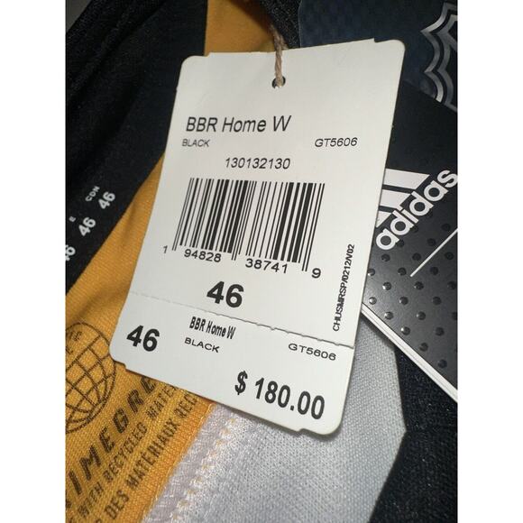 NWT Boston Bruins Jersey Mens 46 S Adidas PRIMEGREEN NHL BLACK AND YELLOW - Picture 13 of 16